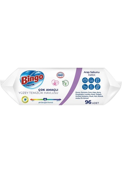 Nessiworld Bingo Yüzey Temizlik Havlusu 96 Adet Arap Sabunlu