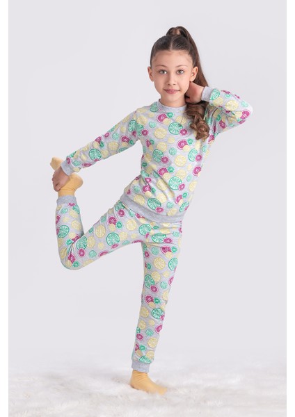 Limon Desenli Kız Çocuk Pijama Takımı 3-7 Yaş