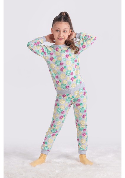 Limon Desenli Kız Çocuk Pijama Takımı 3-7 Yaş