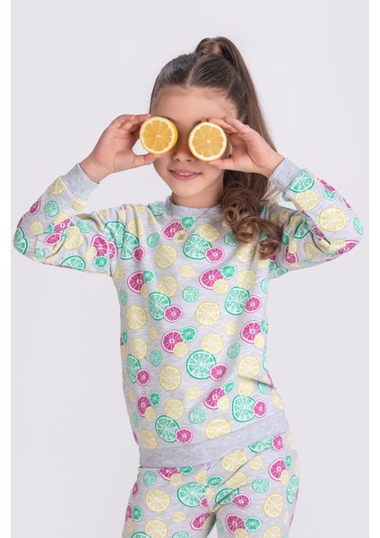 Limon Desenli Kız Çocuk Pijama Takımı 3-7 Yaş