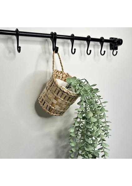 Dekoratif Çok Amaçlı Doğal El Yapımı Hasır Saksı Sepet / 10X10CM