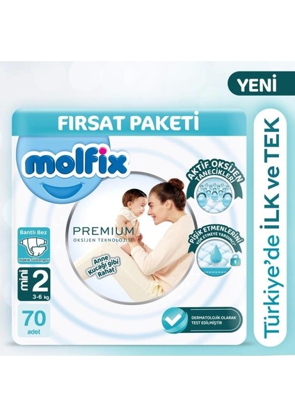 Nessiworld Molfix Premium Bebek Bezi Fırsat Paketi 2 Beden 3-6 kg 70 Adet
