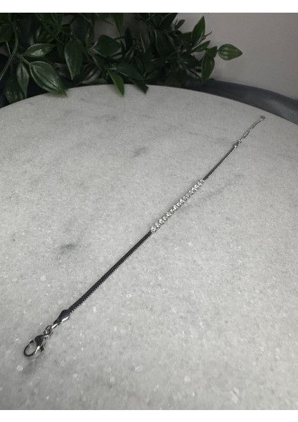 Mini Taşlı Silver Bileklik