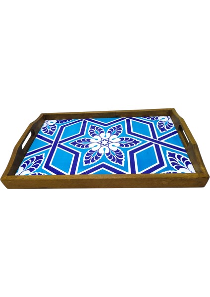 Ahşap Seramikli Çini Desenli Sunumluk Tepsi modelleri