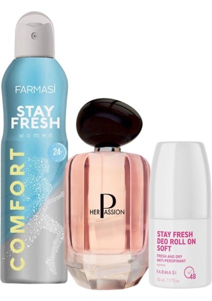 Her Passion 60 ml Kadın Parfüm Stay Fresh Deodorant Stay Fresh Deo Roll On Soft