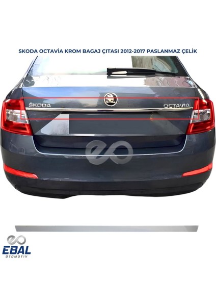 Skoda Octavia Krom Bagaj Üst Çıtası 2012-2017 Paslanmaz Çelik