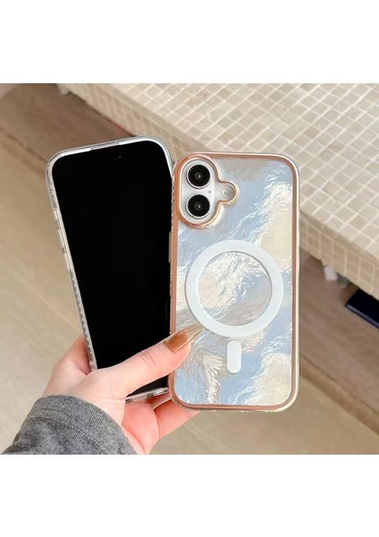 Apple iPhone 14 Kılıf Magsafe Buzul Hologram Tam Koruma Case