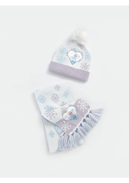 Lcw Accessorıes Beyaz Frozen Nakışlı Kız Çocuk Atkı ve Bere Takım