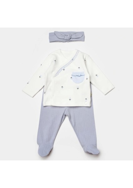 Nessiworld Bibaby Biorganic Love Floral 3 Parça Zıbın Seti 73346 Ekru Lila
