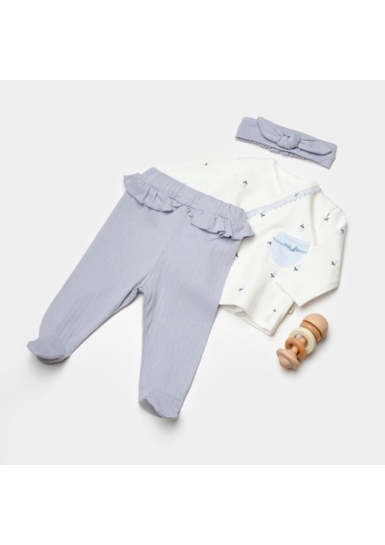 Nessiworld Bibaby Biorganic Love Floral 3 Parça Zıbın Seti 73346 Ekru Lila modelleri