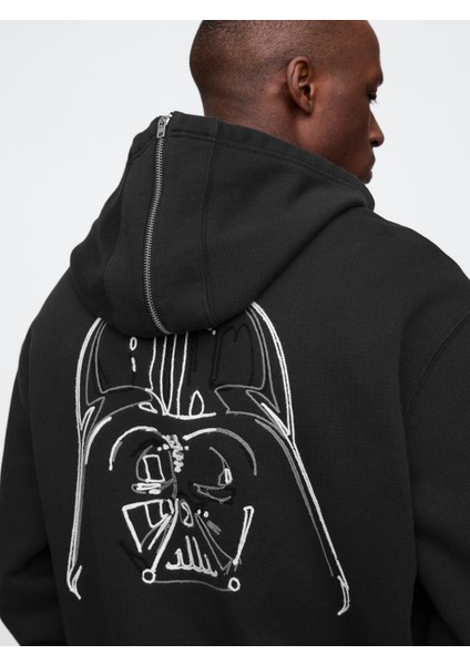Erkek Siyah Star Wars Grafikli Extra Heavyweight Varsity Ceket modelleri