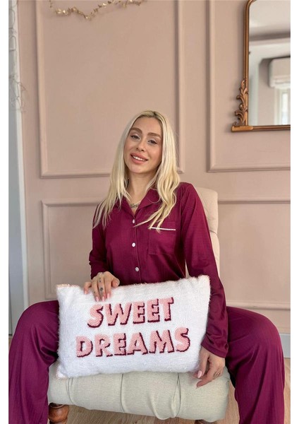 Mürdüm Dublin Önden Düğmeli Uzun Kollu Kadın Pijama Takımı