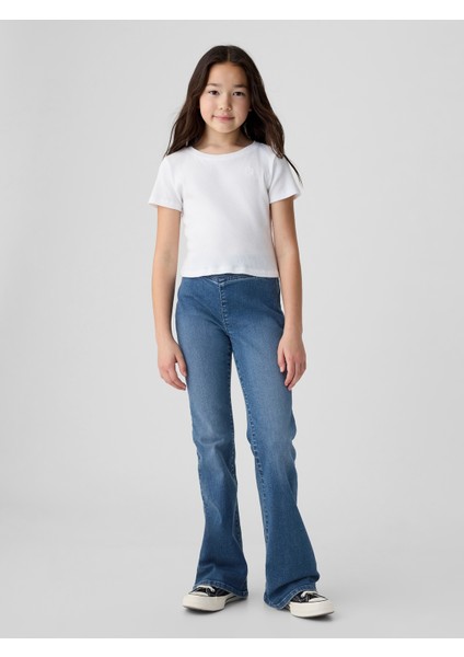 Kız Çocuk Mavi High Rise Flare Jean Pantolon