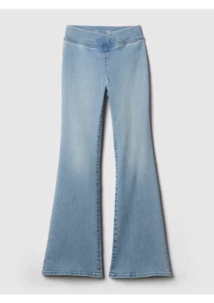 Kız Çocuk Mavi High Rise Flare Jegging Pantolon