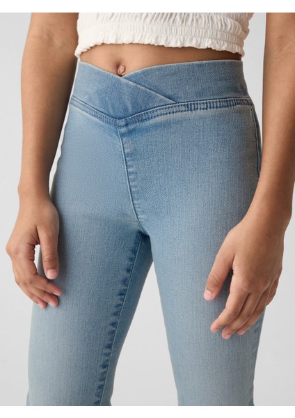 Kız Çocuk Mavi High Rise Flare Jegging Pantolon