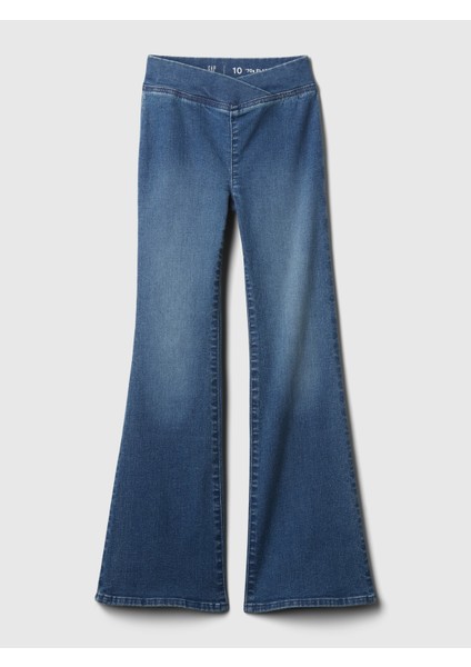 Kız Çocuk Mavi High Rise Flare Jean Pantolon