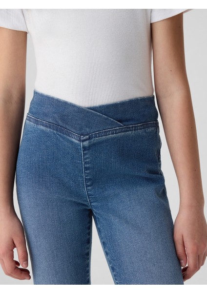 Kız Çocuk Mavi High Rise Flare Jean Pantolon