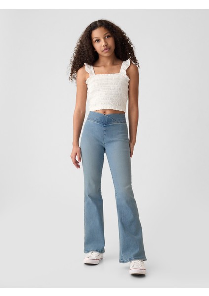 Kız Çocuk Mavi High Rise Flare Jegging Pantolon