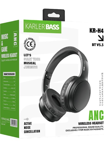Krh4 Aktif Gürültü Engelleyici Özellikli Kafaüstü Kablosuz Bluetooth Kulaklık - Siyah 11 modelleri