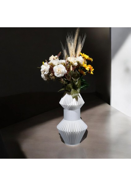 3D Baskı - Dekoratif Modern Tasarım Vazo - Minimalist Geometrik Şık Tasarım