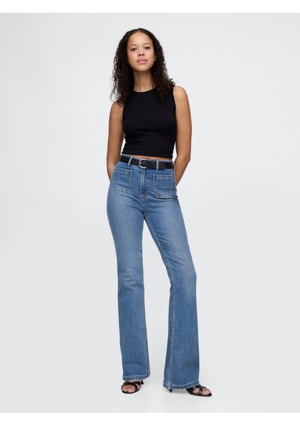 Kadın Mavi High Rise '70S Flare Curvy Jean Pantolon