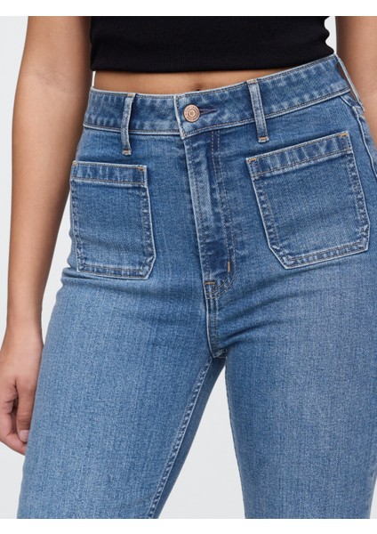 Kadın Mavi High Rise '70S Flare Curvy Jean Pantolon modelleri