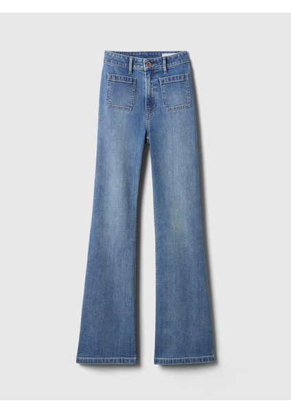 Kadın Mavi High Rise '70S Flare Curvy Jean Pantolon fırsatları