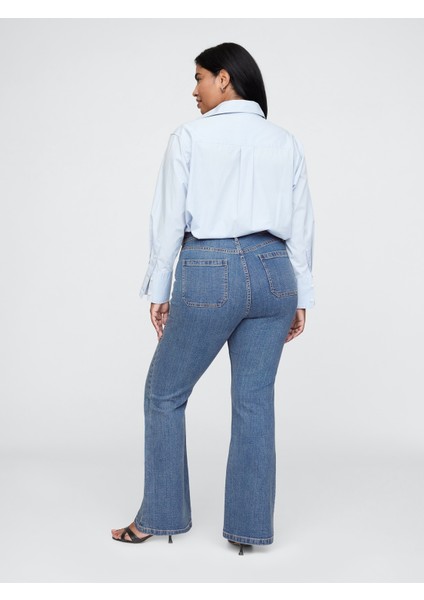 Kadın Mavi High Rise '70S Flare Curvy Jean Pantolon indirimleri
