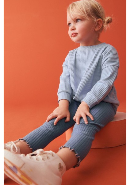 Pamuklu Mavi Uzun Kollu Fitilli Alt Üst Takım fiyatları