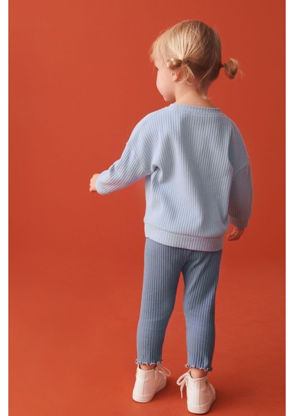 Pamuklu Mavi Uzun Kollu Fitilli Alt Üst Takım modelleri