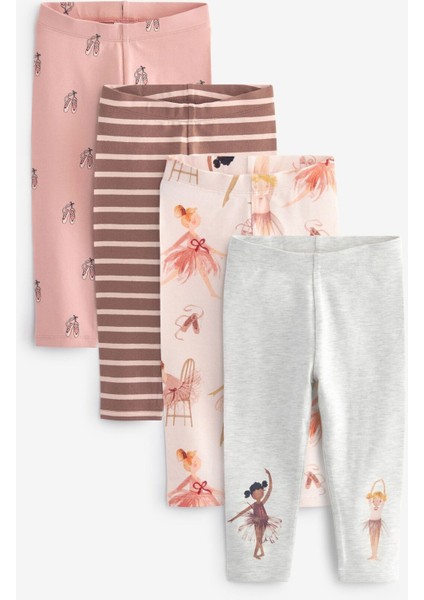 Pamuklu Krem Balerin Desenli Uzun Kollu Taytlı 4’lü Alt Üst Takım modelleri