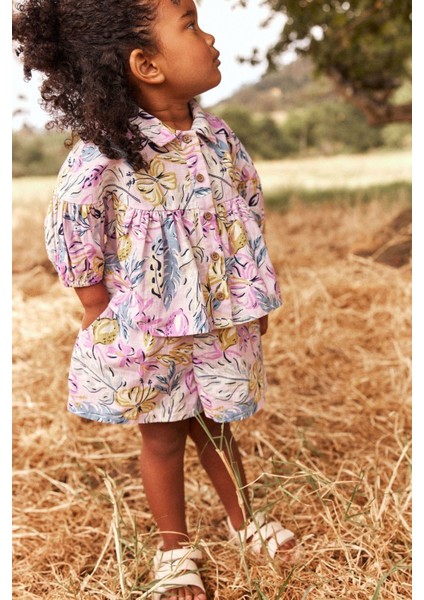 Pamuklu Leylak Moru Gömlek Şort Alt Üst Takım fiyatları