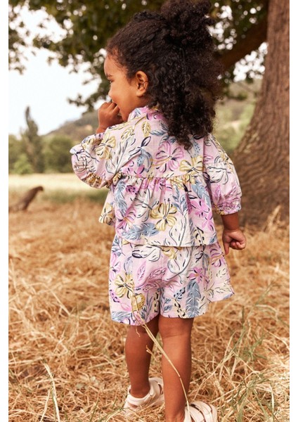 Pamuklu Leylak Moru Gömlek Şort Alt Üst Takım modelleri