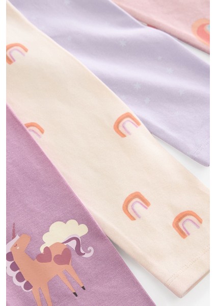 Pamuklu Pembe Unicorn Desenli 4’lü Taytlı Alt Üst Takım modelleri