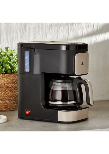 2 In 1 Cam Demlikli Filtre Kahve ve Çay Demleme Makinesi - 5 Fincan Kapasite