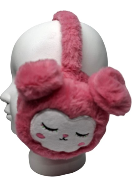 Kız Çocuk Kırmızı Renk Ayıcık Figürlü Kışlık Peluş Kulaklık modelleri