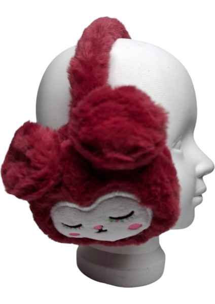 Kız Çocuk Bordo Renk Ayıcık Figürlü Kışlık Peluş Kulaklık fırsatları