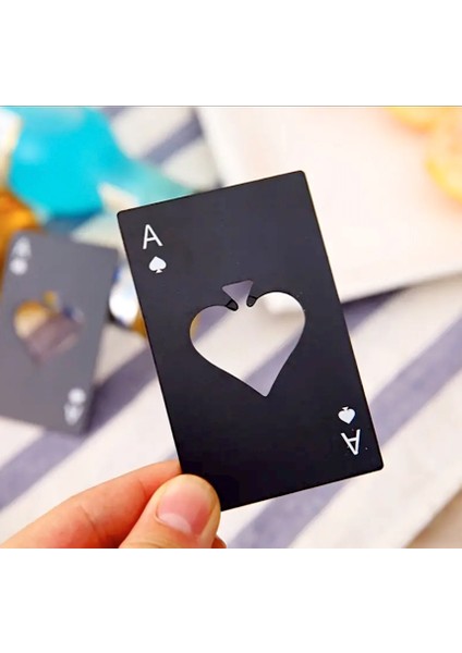 . - Maça As Paslanmaz Çelik Şişe Açacağı ( Renk Opsiyonları Metalik Gri, Siyah) - 1 Adet