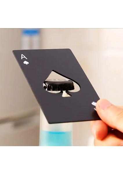 . - Maça As Paslanmaz Çelik Şişe Açacağı ( Renk Opsiyonları Metalik Gri, Siyah) - 1 Adet modelleri