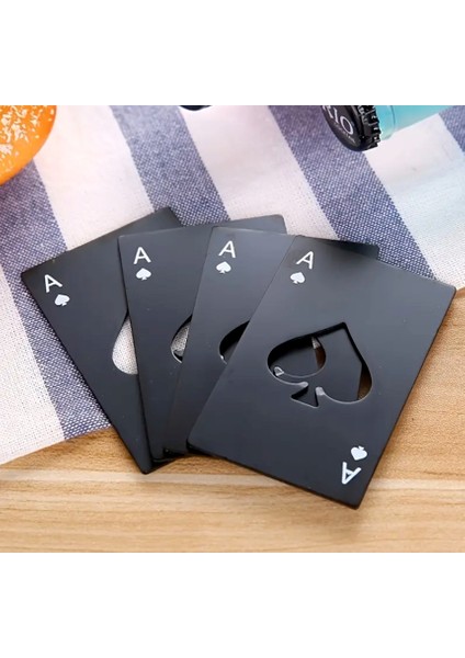 . - Maça As Paslanmaz Çelik Şişe Açacağı ( Renk Opsiyonları Metalik Gri, Siyah) - 1 Adet indirimleri