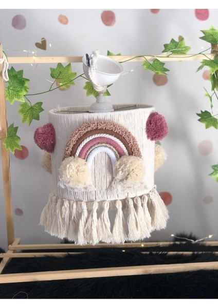 Bebek / Çocuk Odası Özel Tasarım Makrome Gökkuşaklı Bebek ve Çocuk Odası Avize (Duy Dahil)
