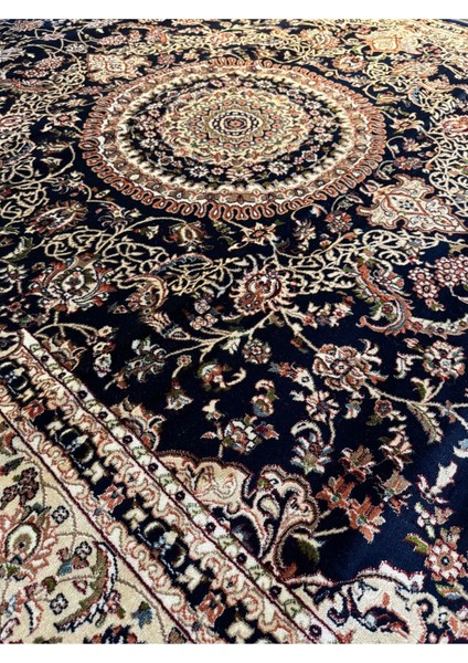Asaryün Halı Ipek H4095L Lacivert Ipeksi Geleneksel Renkli Göbekli Klasik Desen Salon Halısı Modern fiyatları