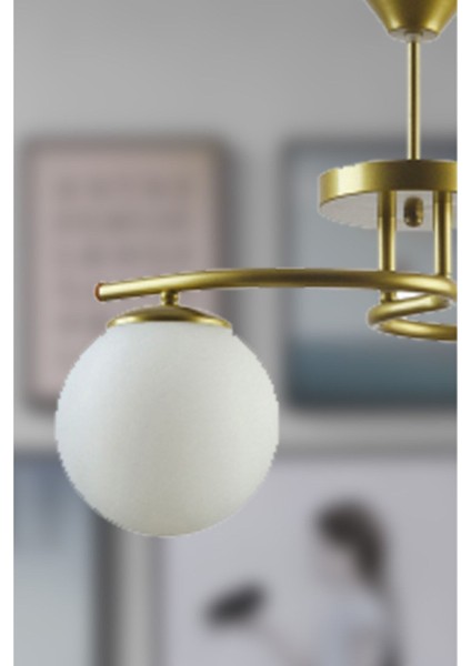 Linda Modern Eskitme Renk Kapalı Globe Beyaz Camlı Salon - Mutfak - Yatak Odası 2 Li Avize modelleri