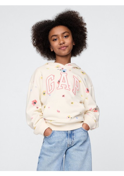 Kız Çocuk Kırık Beyaz Gap Logo Relaxed Sweatshirt