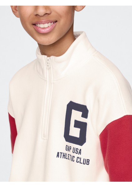 Erkek Çocuk Beyaz Gap Logo Vintage Soft Yarım Fermuarlı Sweatshirt fiyatları