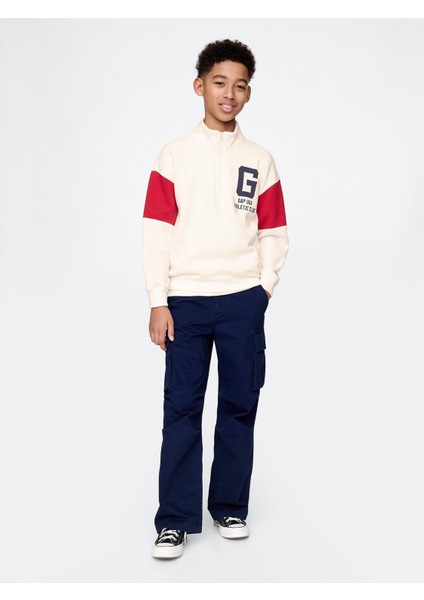 Erkek Çocuk Beyaz Gap Logo Vintage Soft Yarım Fermuarlı Sweatshirt modelleri