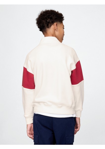 Erkek Çocuk Beyaz Gap Logo Vintage Soft Yarım Fermuarlı Sweatshirt fırsatları