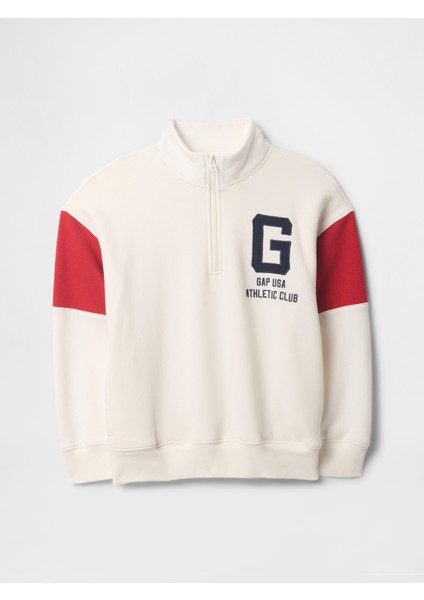 Erkek Çocuk Beyaz Gap Logo Vintage Soft Yarım Fermuarlı Sweatshirt indirimleri