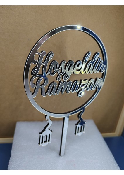 Hoşgeldin Ramazan Kandil Pasta Süsü GÜMÜŞ modelleri