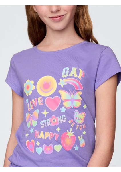 Kız Çocuk Mor Grafik T-Shirt fiyatları